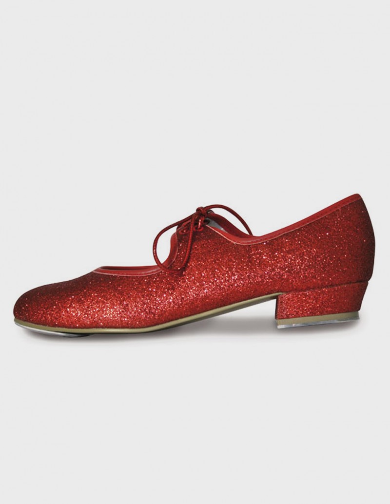 roch valley dorothy red glitter low heel tap shoes