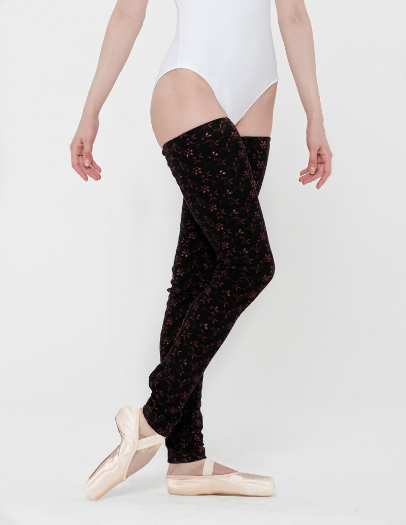 wear moi lado embroidered flower knitted leg warmers