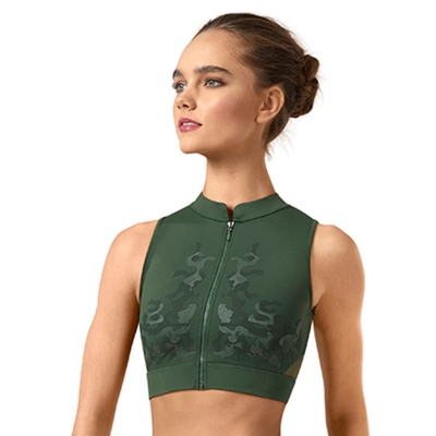 bloch rayna mirage collection zipper crop top